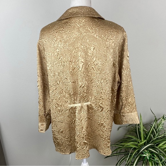Cato Woman’s Plus Size 18/20W Button Up Gold Brocade Blazer 3/4 Sleeves EUC - Picture 6 of 12